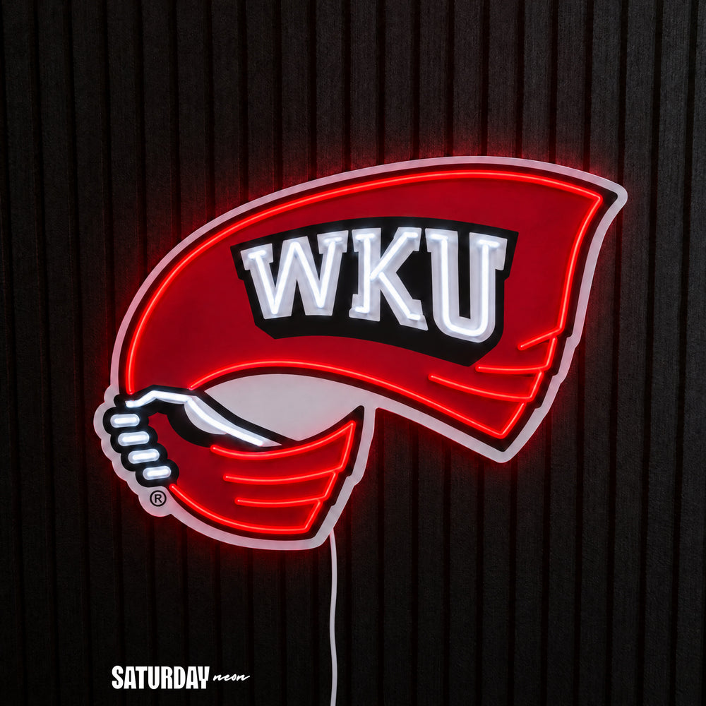 Western Kentucky Hilltoppers Red Towel LED Neon Sign - Standard (15" x 11.23") - Saturday Neon