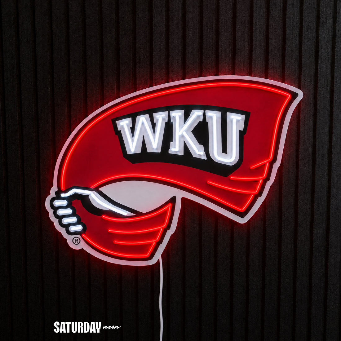 Western Kentucky Hilltoppers Red Towel LED Neon Sign - Standard (15" x 11.23") - Saturday Neon
