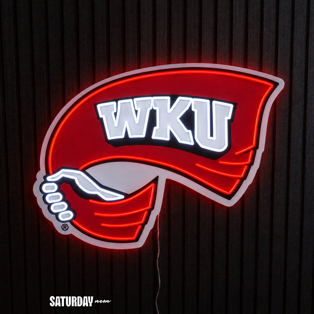 Western Kentucky Hilltoppers Red Towel LED Neon Sign - Max (32" x 23.96") - Saturday Neon