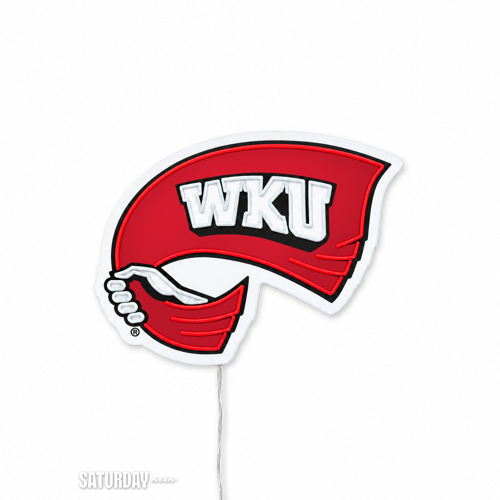 Western Kentucky Hilltoppers Red Towel LED Neon Sign - Max (32" x 23.96") switched off - Saturday Neon