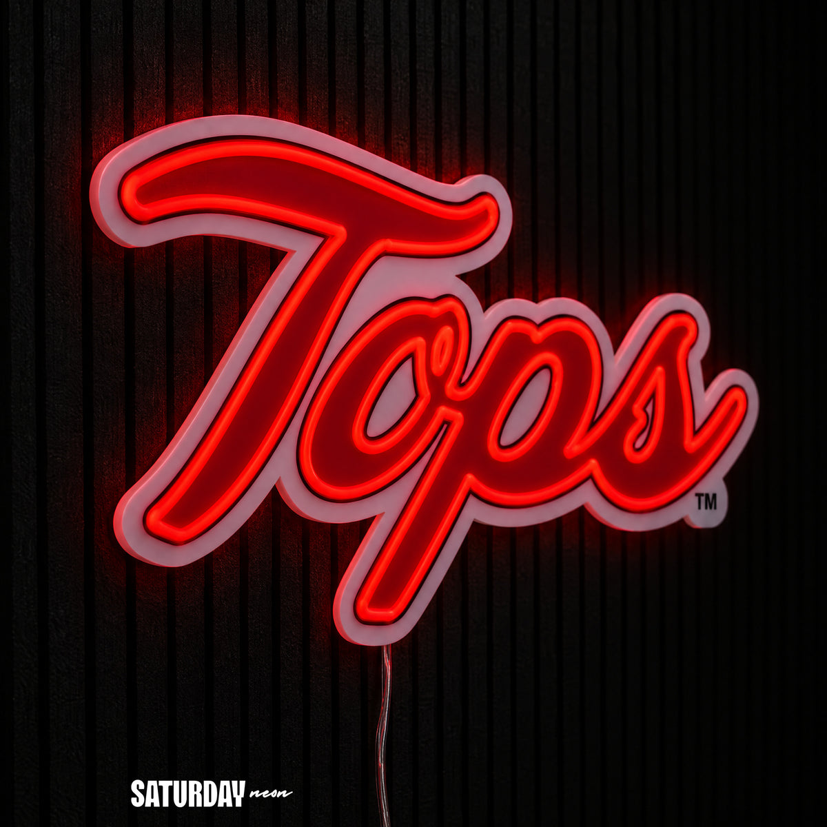 Western Kentucky Hilltoppers Tops Script LED Neon Sign - 24" x 13.85" side view - Saturday Neon