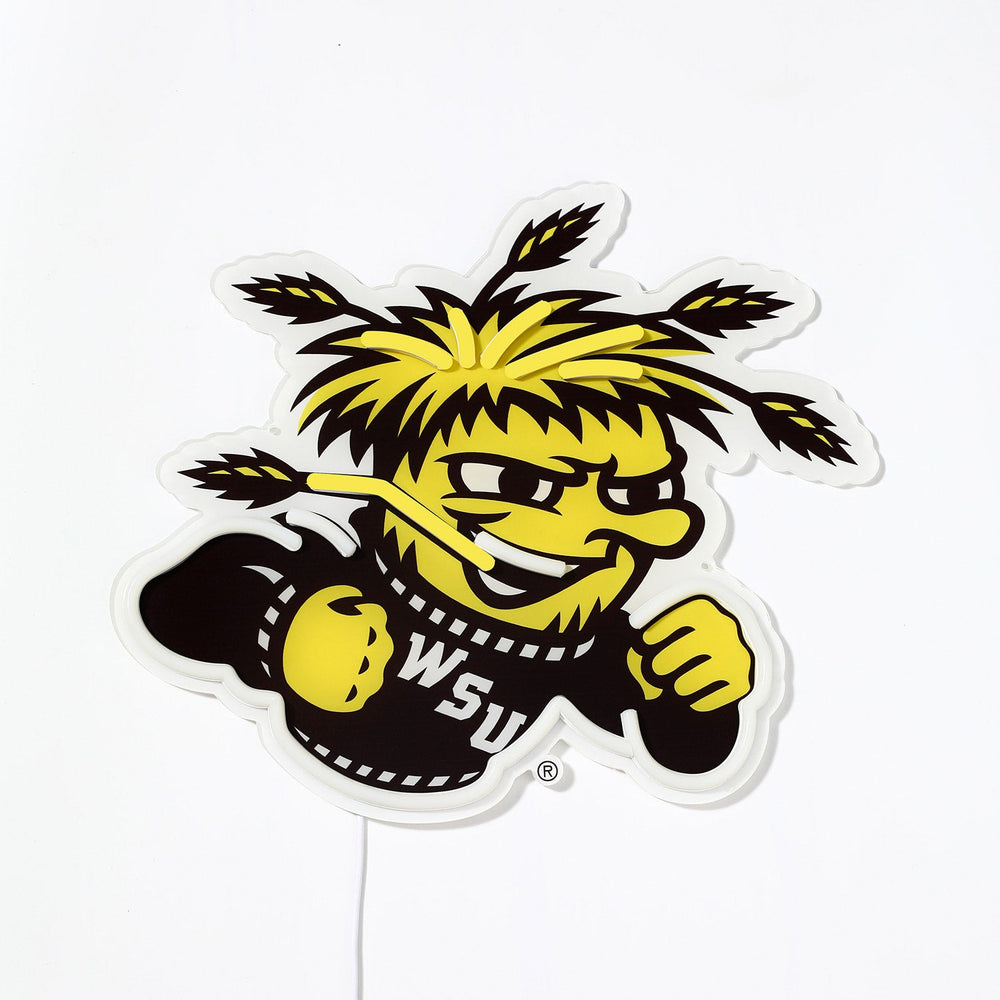 Wichita State Shockers logo LED neon sign turned off