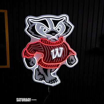 Wisconsin Badgers Bucky Mascot LED Neon Sign - 24" x 18.68"