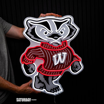 Wisconsin Badgers Bucky Mascot LED Neon Sign - 24" x 18.68"