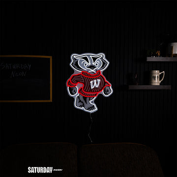 Wisconsin Badgers Bucky Mascot LED Neon Sign - 24" x 18.68"
