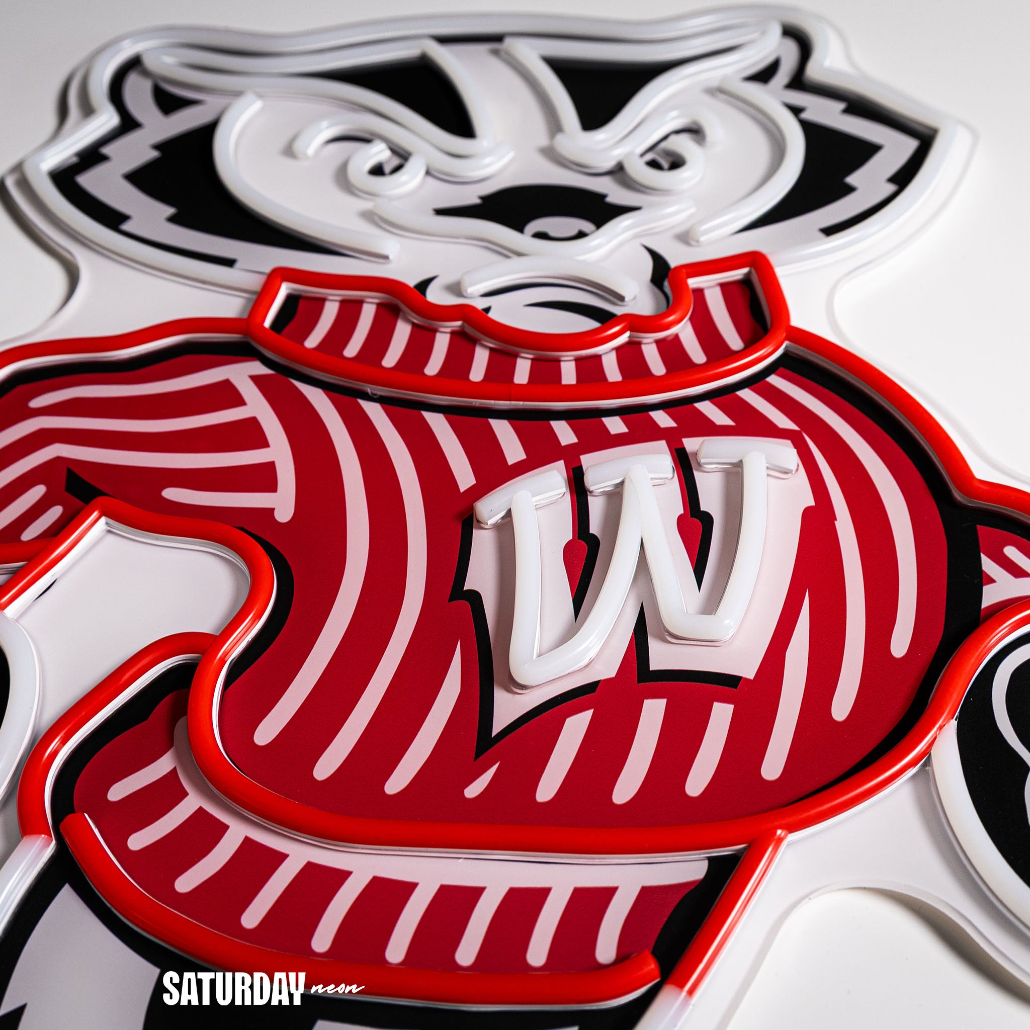 Wisconsin Badgers Bucky Mascot LED Neon Sign - 24" x 18.68"