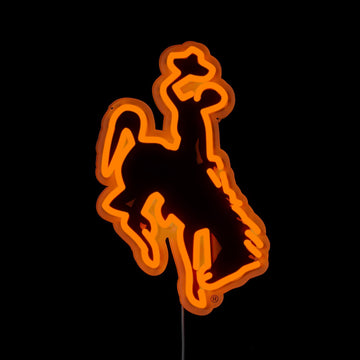 Wyoming Cowboys logo LED neon sign lit up
