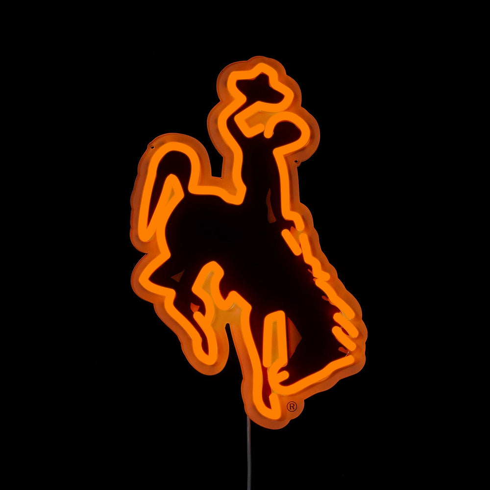 Wyoming Cowboys logo LED neon sign lit up