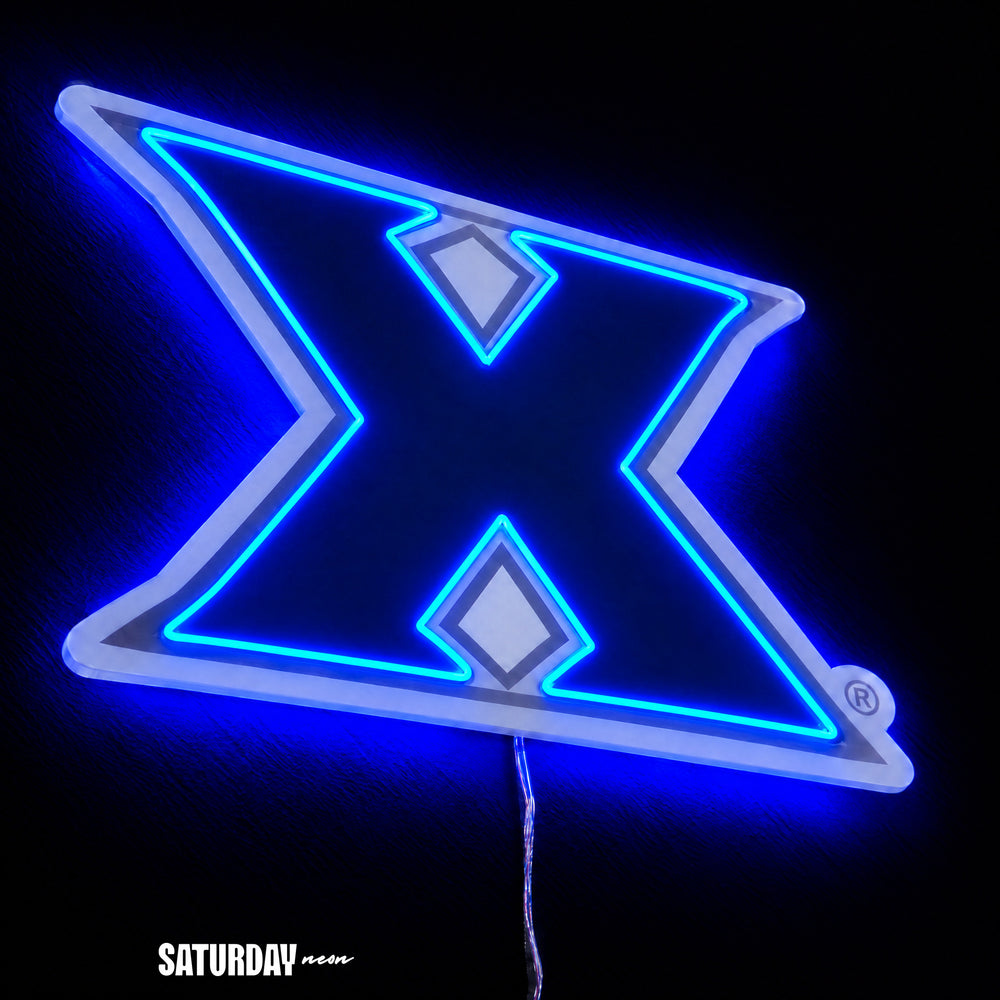 Xavier Musketeers X Primary Mark LED Neon Sign - Plus (24" x 19.42") close-up - Saturday Neon