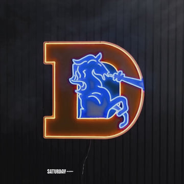 Denver Broncos Retro "D" LED Neon Sign - 23.4" W x 24" H